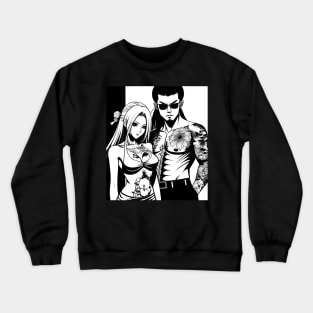 Japanese Tattoo Girlfriend Boyfriend Anime Couple Crewneck Sweatshirt